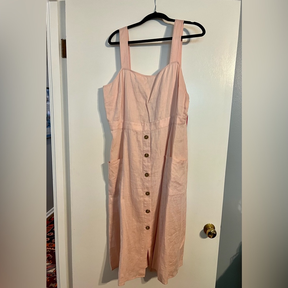 Vince Camuto NWT - pink linen midi dress - size XL